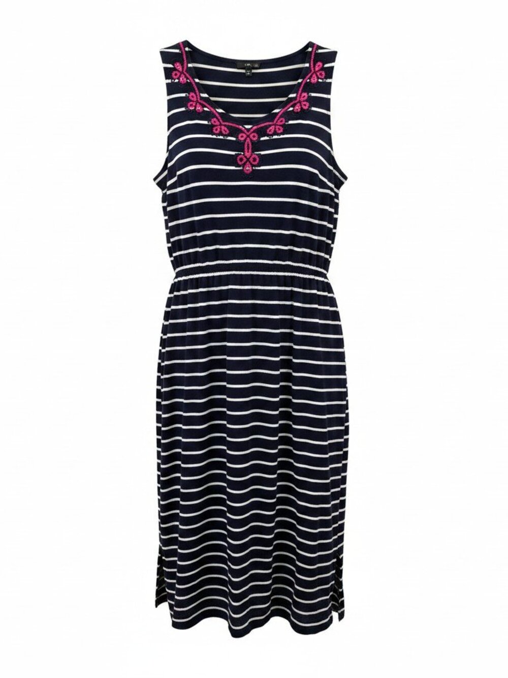 Talbots MP Maxi Dress Sleeveless Striped Embroidered Nautical Preppy Coastal